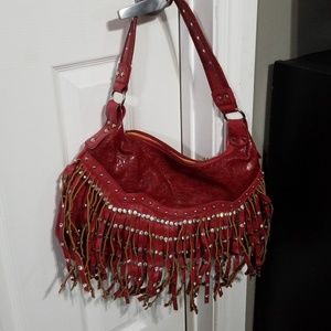 Red fringe bling purse NWOT